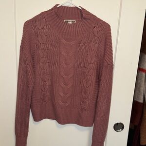 Moral Fiber Mauve Cable Knit Sweater